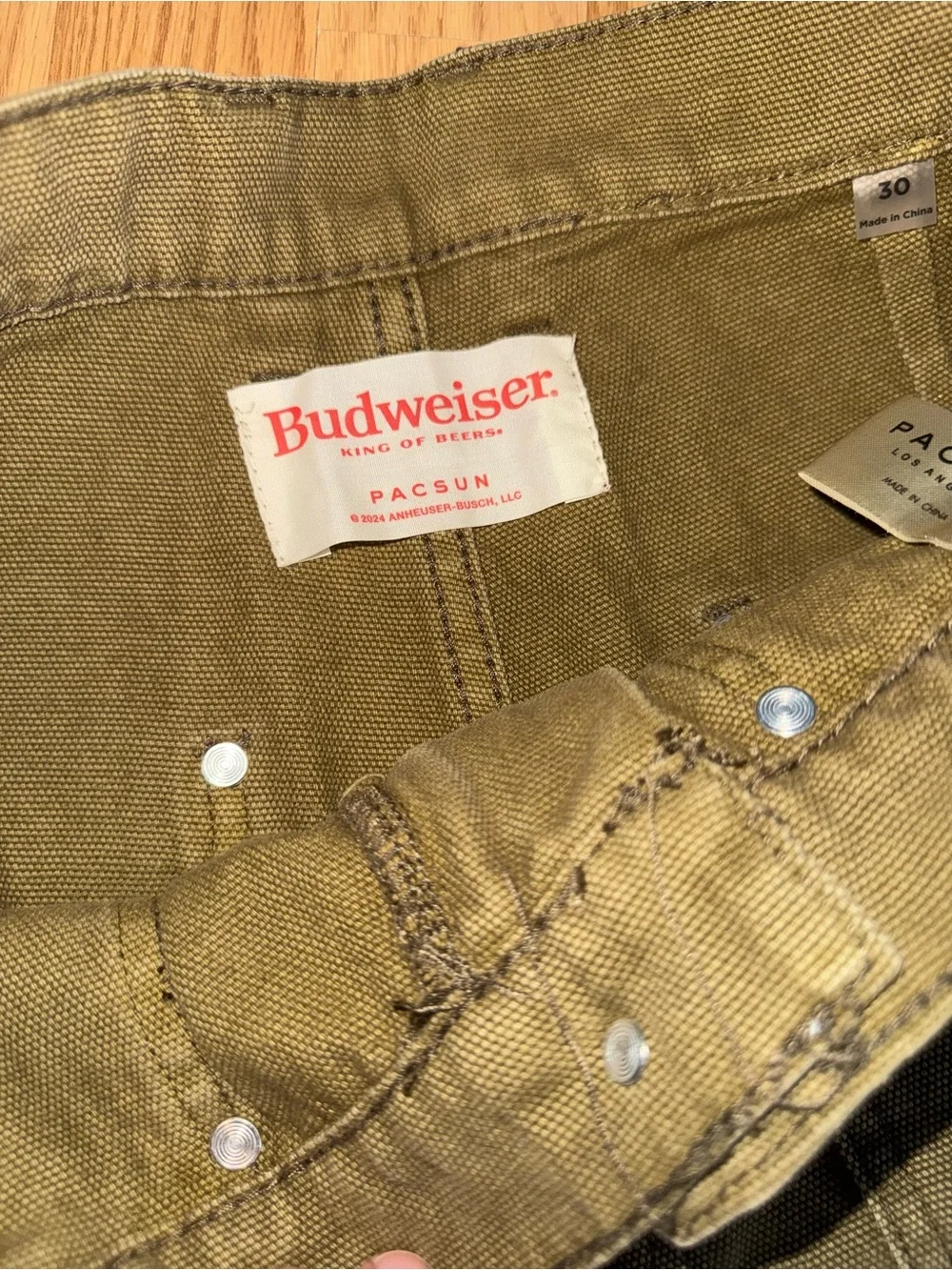Budweiser PACSUN Carpenter Pants Mens 30x28 Canvas Brown Beer Logo Workwear